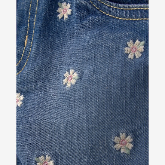 Short jeans infantil reto floral - denim médio | OshKosh