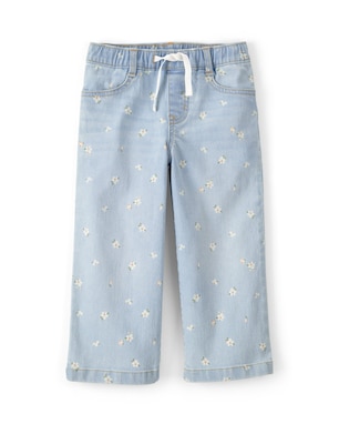 Calça jeans infantil wide leg floral - denim claro | OshKosh