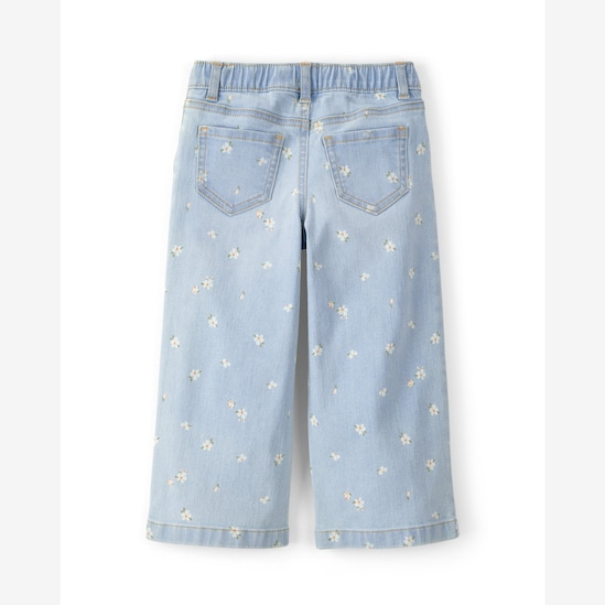 Calça jeans infantil wide leg floral - denim claro | OshKosh