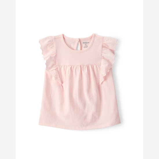 Bata infantil com babados em laise - rosa