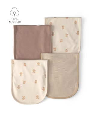 Kit paninho de ombro bebê 4 peças ursinho - multicor | Carter's