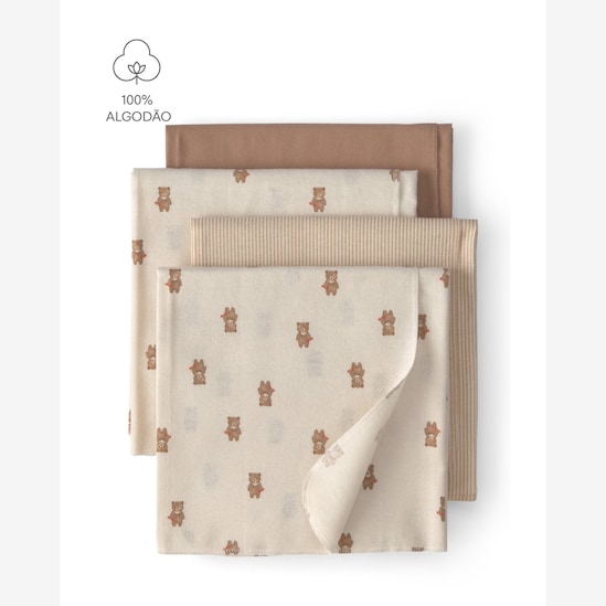 Kit cueiro bebê 4 peças ursinho - multicor | Carter's