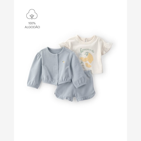 Conjunto bebê 3 peças Lemonade - multicor | Carter's
