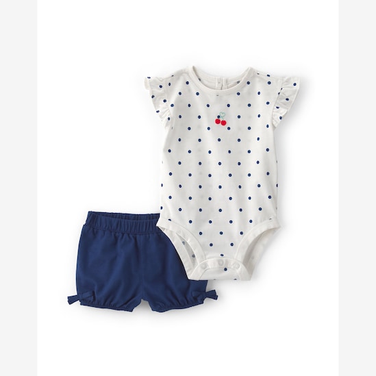 Conjunto bebê 2 peças estampa poá e cereja - multicor | Carter's