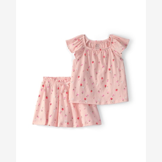 Conjunto infantil 2 peças texturizado estampado - rosa | Carter's