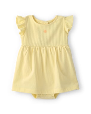 Vestido bebê canelado com bordado sol - amarelo | Carter's