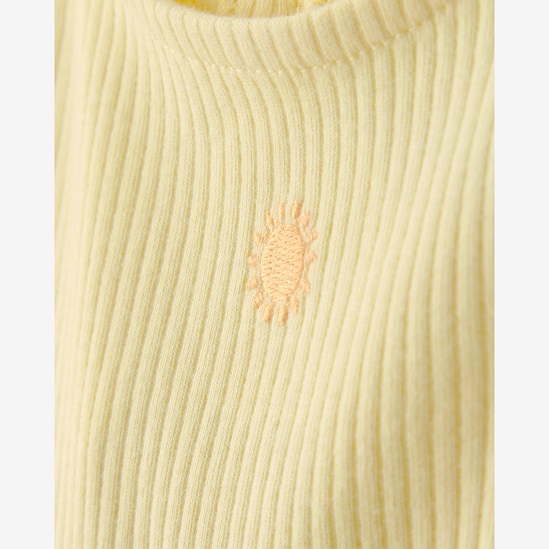 Vestido bebê canelado com bordado sol - amarelo | Carter's