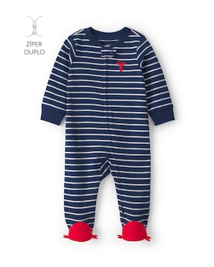 Macacão bebê listrado com bordado lagosta - azul | Carter's