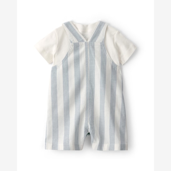 Jardineira bebê listrada com camiseta - multicor | Carter's
