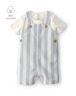 Jardineira bebê listrada com camiseta - multicor | Carter's