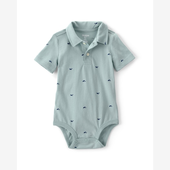 Body polo bebê com estampa de baleias - verde | OshKosh