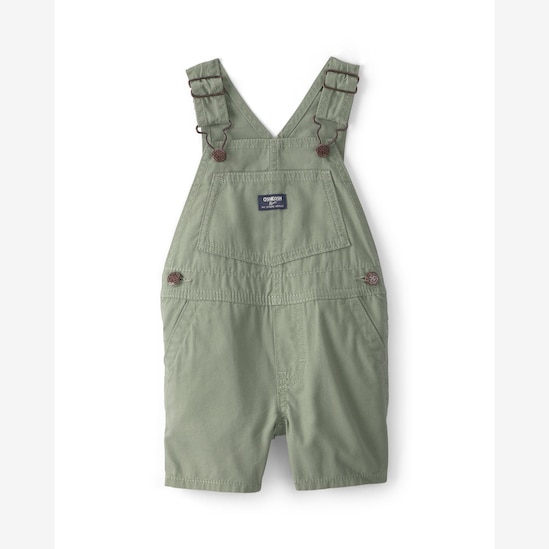 Jardineira de sarja bebê com bolso - verde | OshKosh