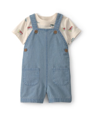 Jardineira jeans bebê com camiseta - multicor | Carter's