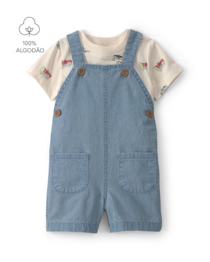 Jardineira jeans bebê com camiseta - multicor | Carter's