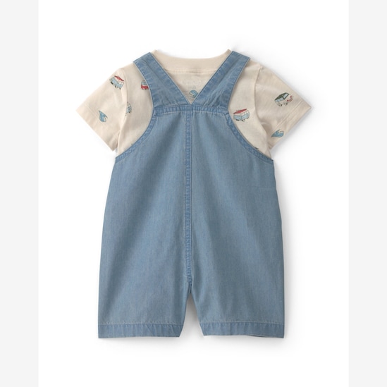 Jardineira jeans bebê com camiseta - multicor | Carter's