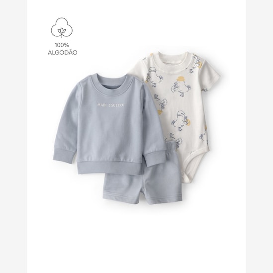 Conjunto bebê 3 peças estampado - multicor | Carter's