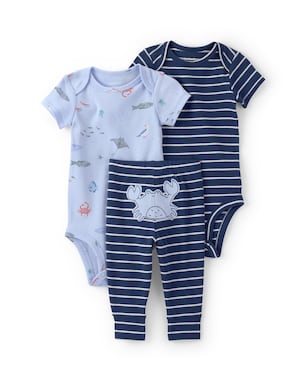 Conjunto bebê 3 peças fundo do mar - azul | Carter's