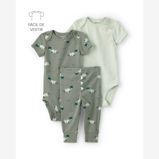 Conjunto bebê 3 peças dinossauro - verde | Carter’s