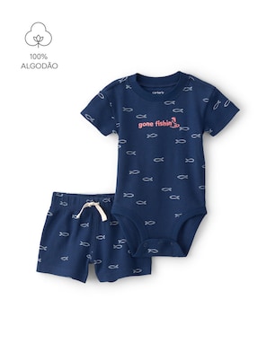 Conjunto curto bebê 2 peças peixinhos - azul | Carter’s