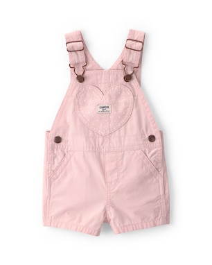 Jardineira de sarja bebê com coração - rosa | OshKosh