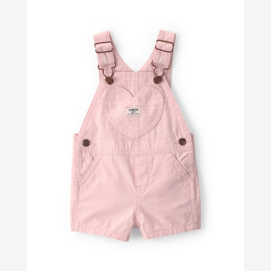 Jardineira de sarja bebê com coração - rosa | OshKosh