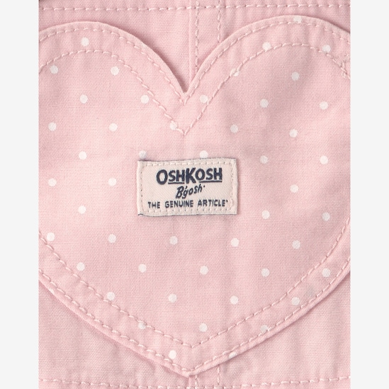 Jardineira de sarja bebê com coração - rosa | OshKosh