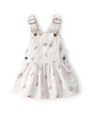 Salopete de sarja bebê floral - branca | OshKosh