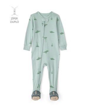 Macacão pijama bebê com pezinho dinos - verde | Carter's