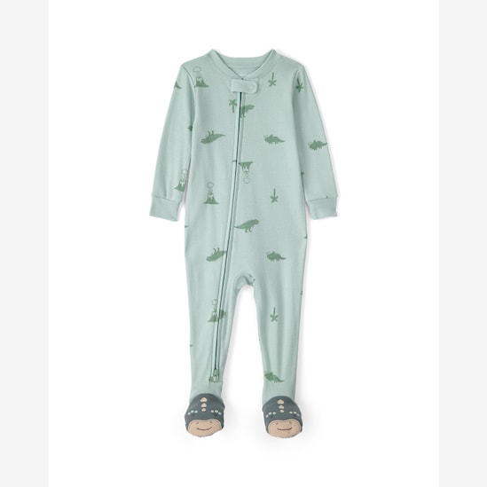 Macacão pijama bebê com pezinho dinos - verde | Carter's