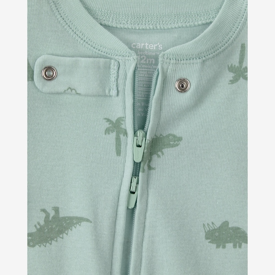Macacão pijama bebê com pezinho dinos - verde | Carter's