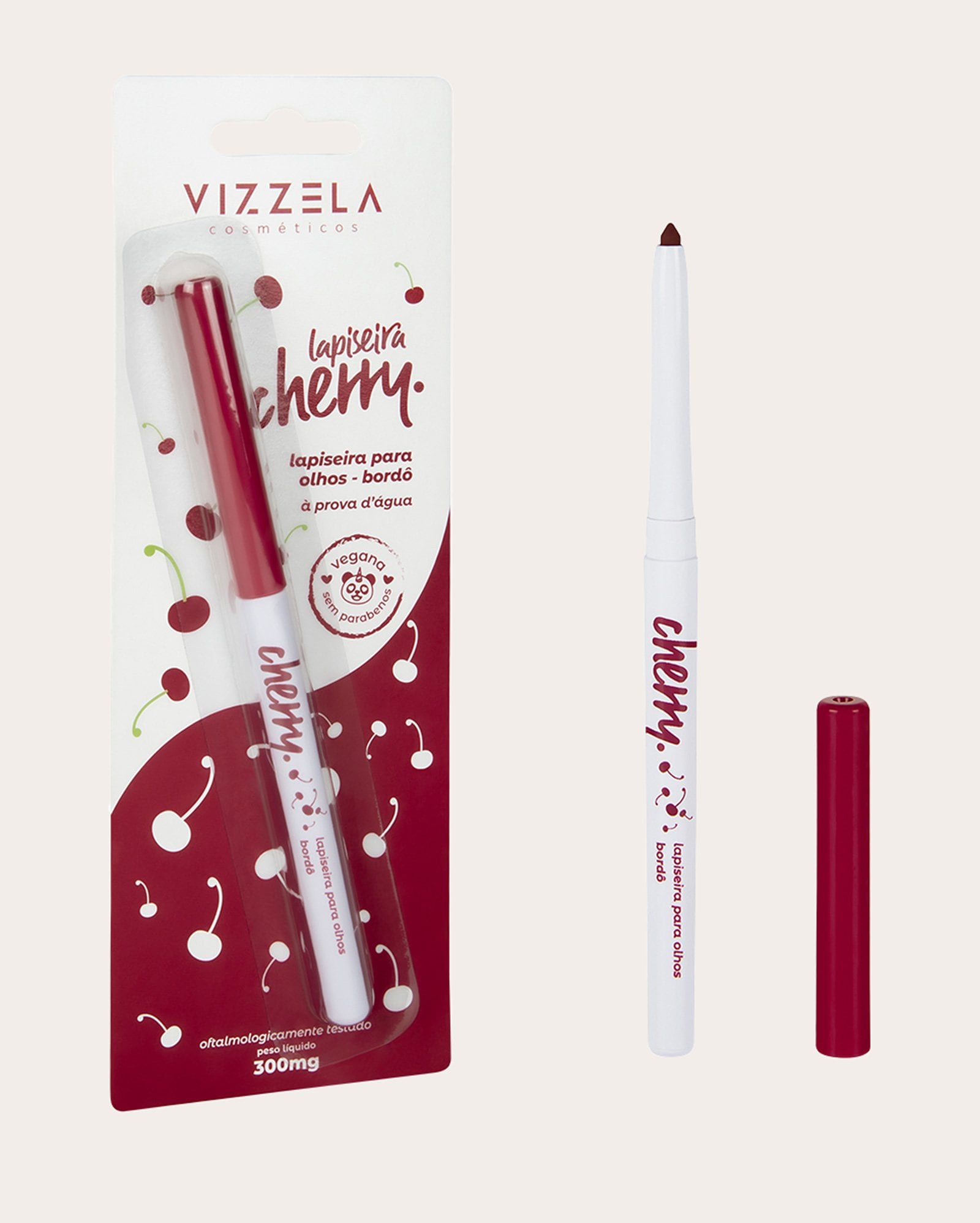 Lapiseira para olhos cherry 0,24g - vinho | Vizzela Cosméticos