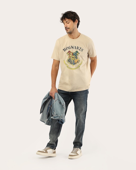 Camiseta masculina manga curta Harry Potter - Bege | Warner Bros