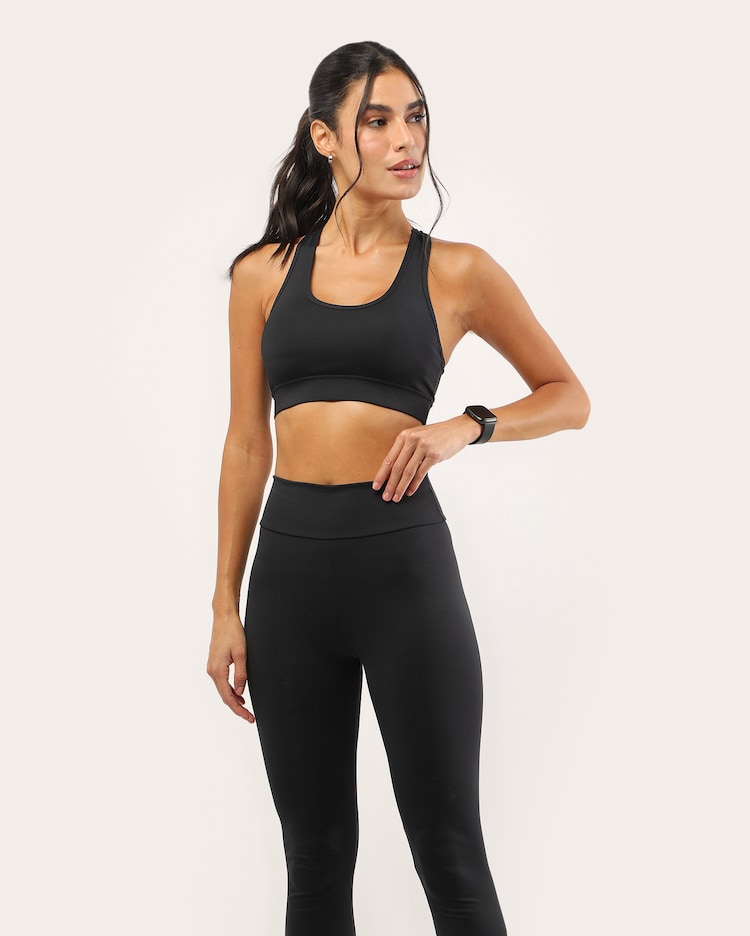 Legging esportiva feminina em poliamida UV50+ - Preta | Body Work – Preto – Body Work - Imagem 2