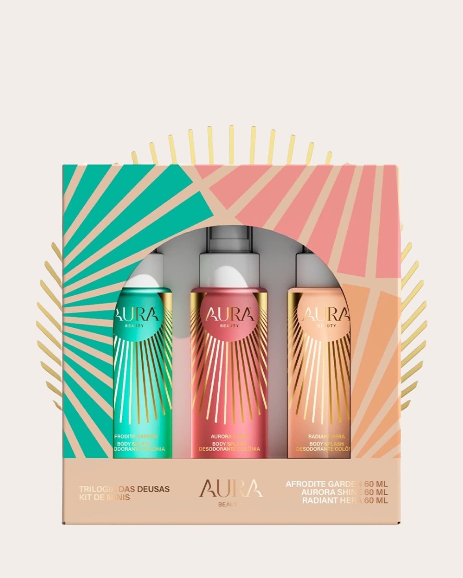 Kit body splash aura Triologia das Deusas 3 perfumes 60ml cada | Aura Beauty