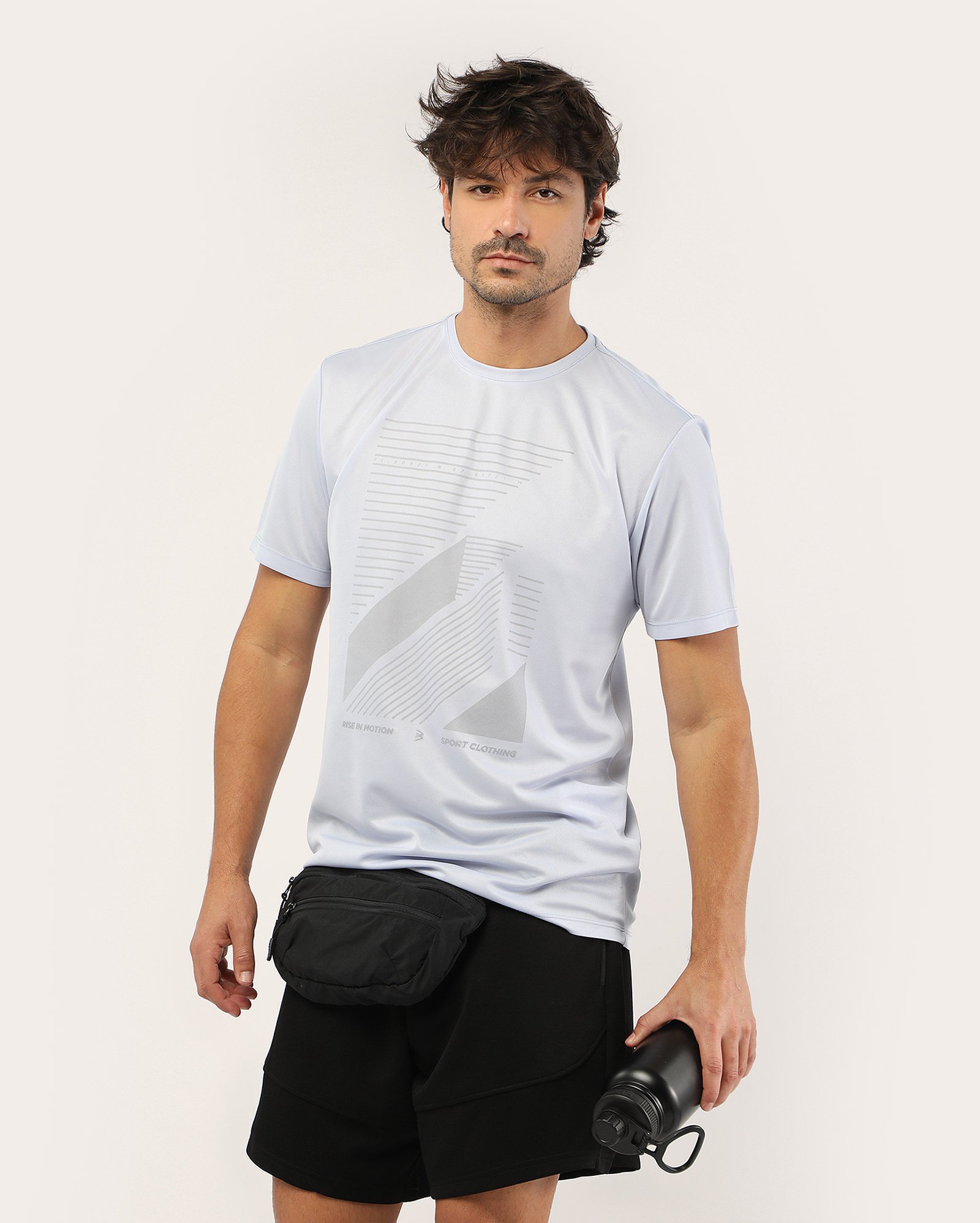 Camiseta esportiva masculina regular rise in motion - azul | Body Work