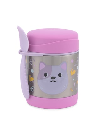 Pote térmico infantil com talher gatinha 325ml - rosa | Skip Hop