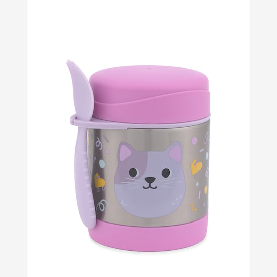 Pote térmico infantil com talher gatinha 325ml - rosa | Skip Hop