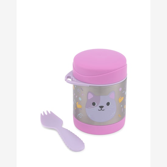 Pote térmico infantil com talher gatinha 325ml - rosa | Skip Hop