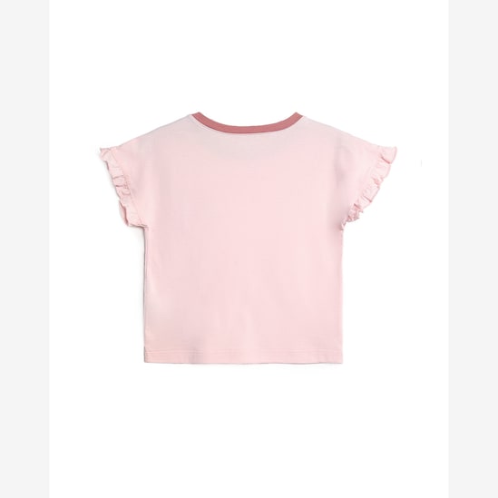 Camiseta infantil com floral bordado - Rosa Claro | Carter's