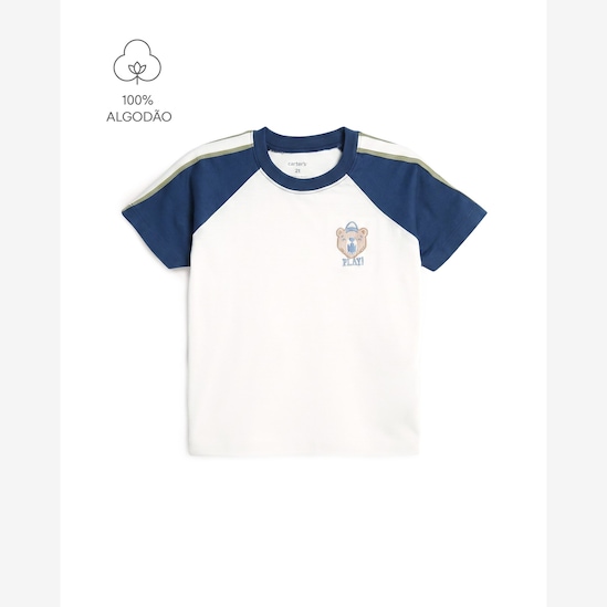 Camiseta infantil com bordado - Branca | Carter's