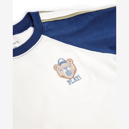 Camiseta infantil com bordado - Branca | Carter's