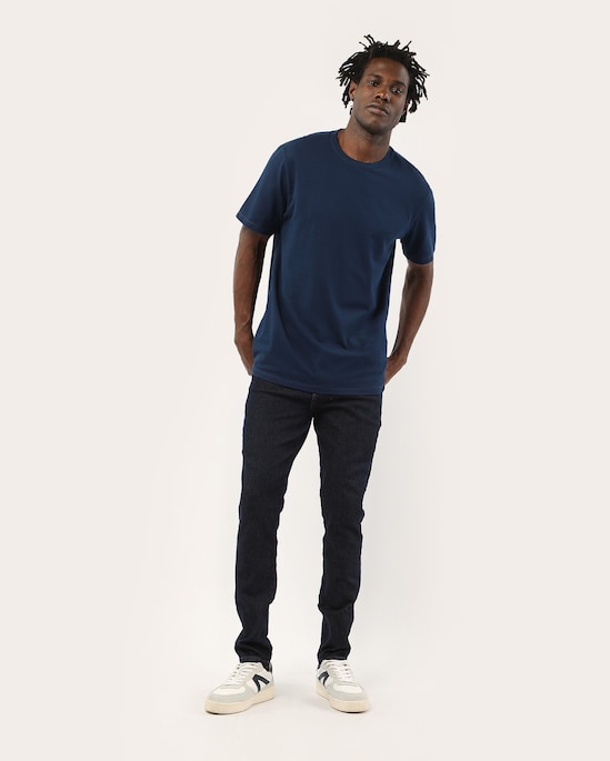 Camiseta masculina manga curta texturizada - Azul
