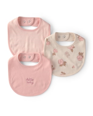 Kit babador bebê 3 peças canelado e floral - Multicor | Carter's