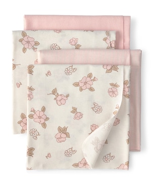Kit cueiro bebê 4 peças floral e listras - Multicor | Carter's
