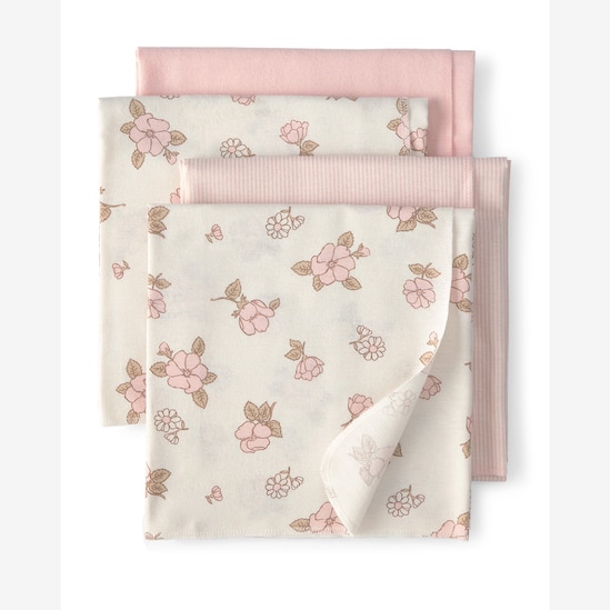 Kit cueiro bebê 4 peças floral e listras - Multicor | Carter's