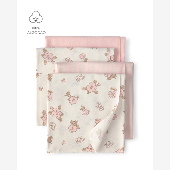 Kit cueiro bebê 4 peças floral - Multicor | Carter's