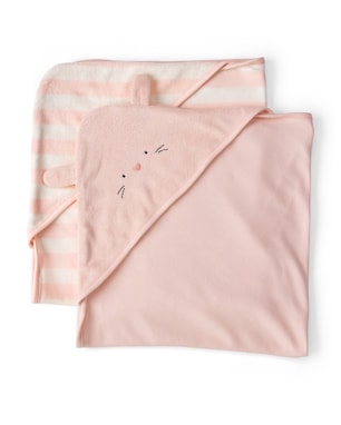 Kit toalha bebê 2 peças com capuz coelhinha - Multicor | Carter's