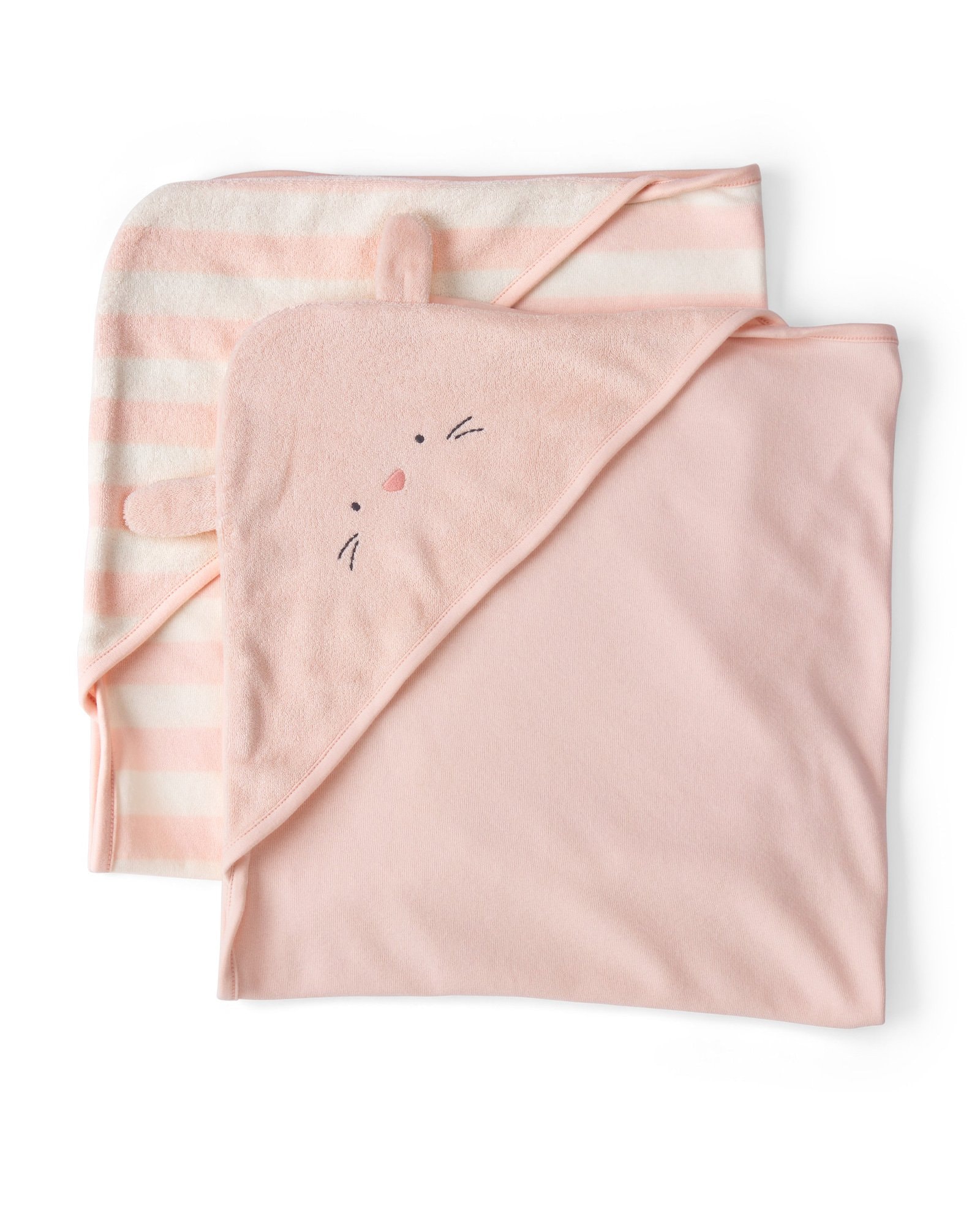 Kit toalha bebê 2 peças com capuz coelhinha - Multicor