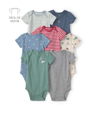 Kit body bebê 7 peças estampado - Multicor | Carter's