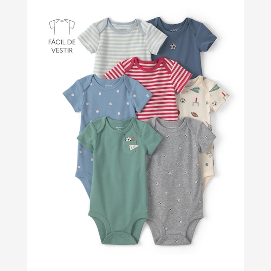 Kit body bebê 7 peças estampado - Multicor | Carter's